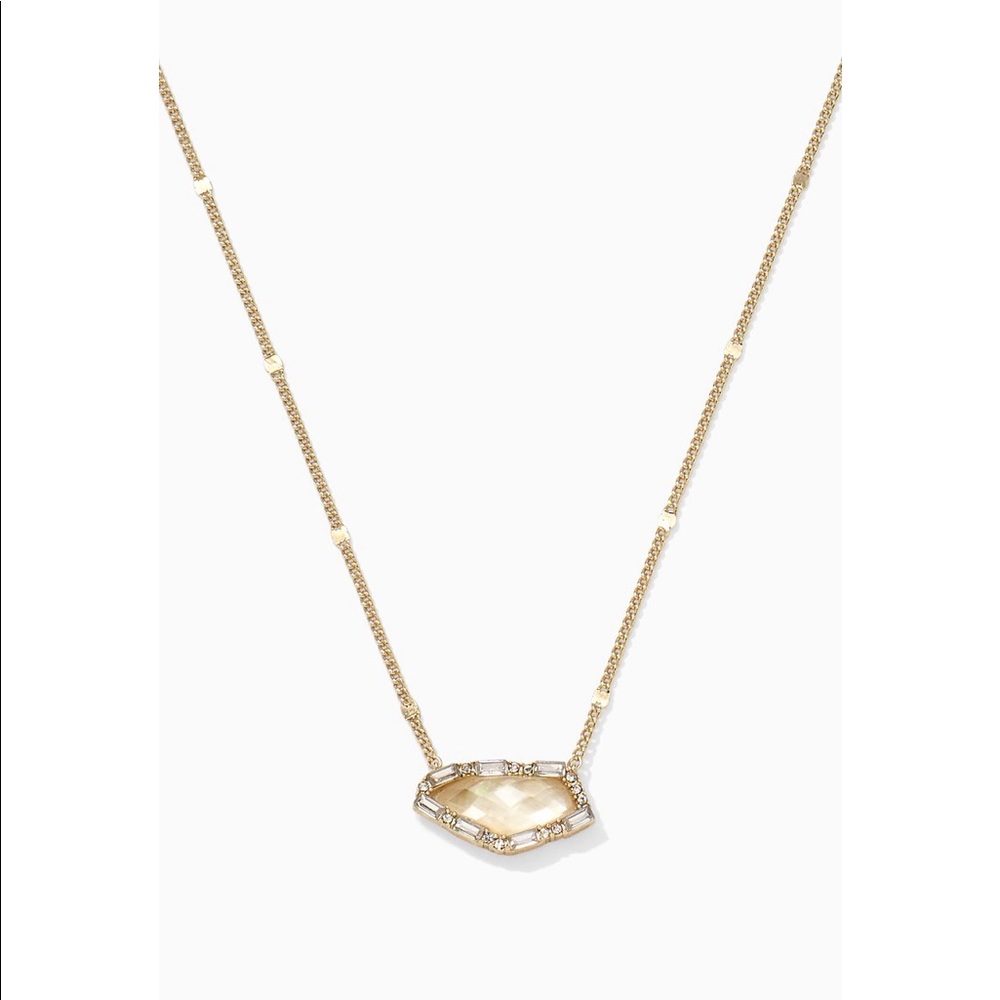 STELLA AND DOT COLLECTORS BOX PAVE STONE PENDANT GOLD